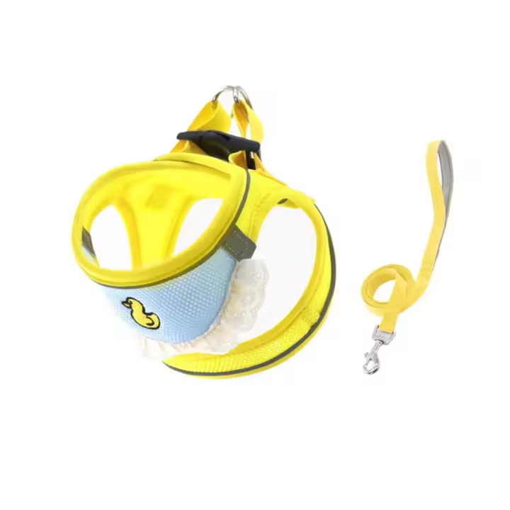 Conjunto de arnés y correa para mascotas a prueba de Escape, diseño de babero, chaleco con cuello para perros transpirable, correa y arnés para mascotas cómoda y ajustable - 1