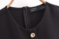 Elegante negro verano ss, sin mangas, abotonado hasta la cintura - details 6