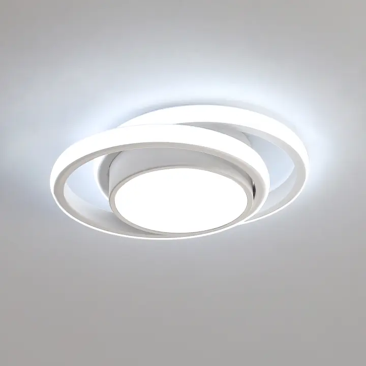 Goeco Lámpara de techo LED Doble redondo blanco 32W 27*22*6CM 15CM Luz blanca 220V 6500K - 1