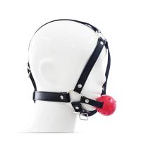 Accesorios exóticos: juguete de mordaza para coqueteo sexual para parejas, arnés de cuero SM erótico para adultos con tapón bucal de bola suave para regatear - details 0