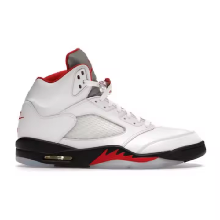 Zapatillas de baloncesto retro 5 5S suela de goma resistente al desgaste color rojo fuego plateado - 1