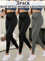 3pcs Leggings de Yoga de Cintura Alta Ultra-Suaves para Mujeres - Control de Abdomen, Pantalones de Entrenamiento y Correr No Transparentes, Súper Suaves - details 10
