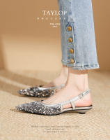 Zapatos de tacón bajo puntiagudos con lentejuelas plateadas - details 2