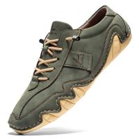 Zapatos informales de cuero hechos a mano para hombre, zapatillas con cordones, mocasines transpirables, suaves, planos, para conducir - details 31