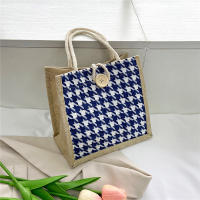 Bolso de niña tejido nuevo bolso, bolso bento simple a rayas 2025 nuevo bolso pequeño de lino - details 2