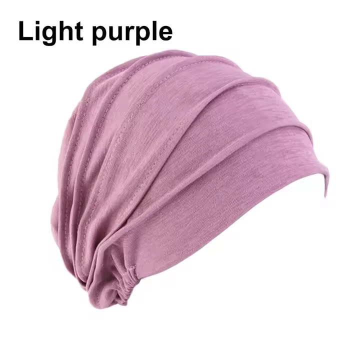 Gorro turbante musulmán para mujer, para la cabeza de algodón suave Hijabs, gorro de quimio elástico para dormir, pañuelo para la cabeza para pérdida de cabello, gorros cálidos de invierno - 1