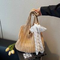 Con cinta de encaje, bolso tejido de Color sólido, bolso de mano, bolso de playa, bolso de playa con agujeros, bolso de hombro hueco de gran capacidad, compras - details 20