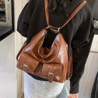 Mochilas con múltiples bolsillos de Color sólido estilo Y2K, bolso cruzado de cuero PU de gran capacidad, bolso de hombro, mochila para mujer - details 8