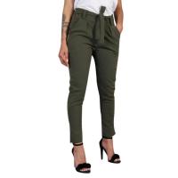 Pantalones Finos de Gasa para Mujer Pantalón Informal de Cintura Alta Color Negro, Caqui y Verde - details 0
