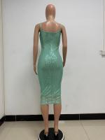 Vestido con tirantes francés ajustado sin mangas con temperamento que abraza la cadera con lentejuelas para mujer - details 6