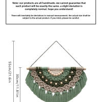 Tapiz colgante de pared con borlas de cuerda tejida a mano de estilo nórdico, macramé bohemio, cuentas de borlas de algodón, decoración artística de pared del dormitorio, 2025 - details 0