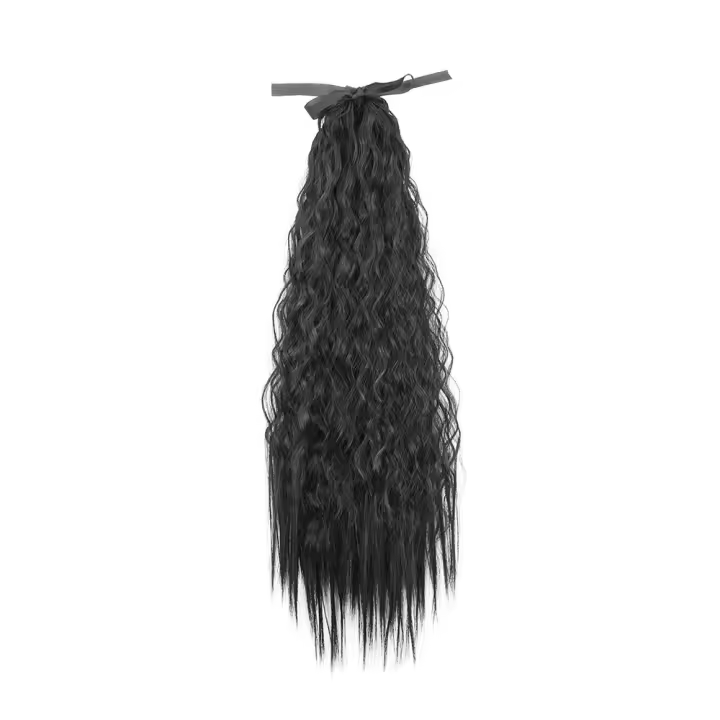 Peluca de cola de caballo con cordón permanente de maíz, extensión de cola de caballo con Clip en cola de caballo rizada y ondulada larga, peluca de cola de caballo Natural ombré para uso diario - 1
