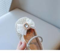 Zapatos de moda para niñas pequeñas para fiesta de boda, cuentas de perlas brillantes con gran brillo de cristal, zapatos planos para niños Mary Janes Sweet - details 7