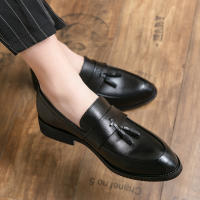 Mocasines con Borlas para Hombres Tacón Bajo, Color Sólido, Punto Acolchado, Resistente al Desgaste, Zapatos de Negocios Casuales - details 0