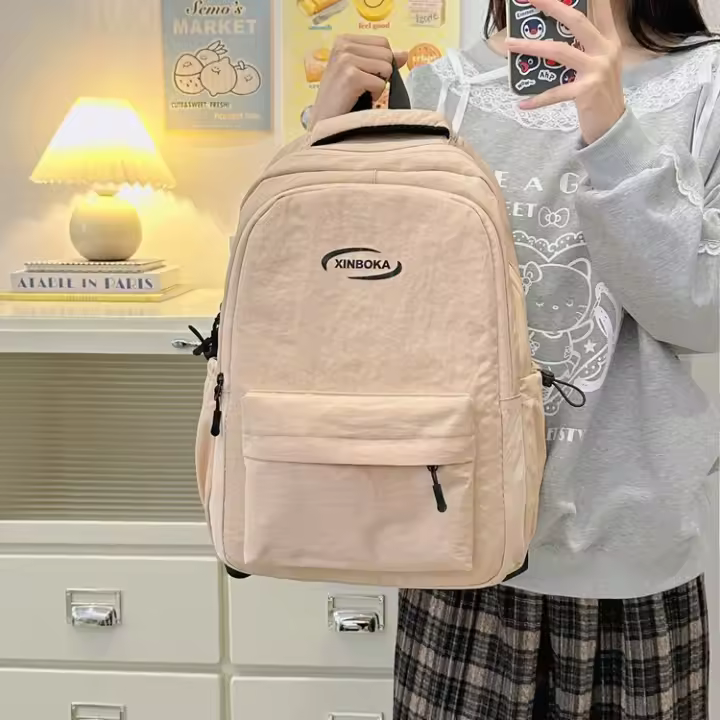 Mochila escolar, mochila, estudiante de secundaria, niña, mochila, color sólido, estudiante de secundaria, gran capacidad, bolso, literario - 1