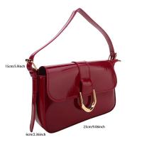 Bolso cruzado retro para mujer Bolso de mano sólido de lujo con correa y solapa, bolso rojo para axila - details 9