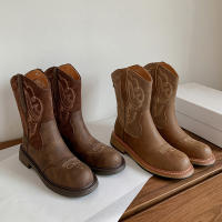 Botas de Vaquero Occidentales Retro Británicas Nuevas Botas Cortas para Mujeres Otoño 2025 - details 16