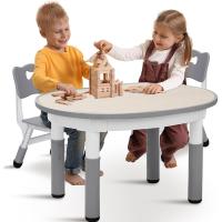 2 Sillas, Mesa y Sillas Infantiles con Forma de Cacahuete, Altura Ajustable, Mesa de Pintura para Niños, Juego de Mesa y Silla Infantil para Guardería y Jardín de Infancia, Amarillo - details 16