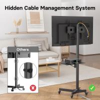 Soporte TV Ruedas para Pantallas de 23 a 60 Pulgadas, Soporte TV Suelo Ajustable en Altura con Estante, Soporte TV Movil Compatible con VESA 50x50mm a 400x400mm, Capacidad 40kg, Negro - details 6
