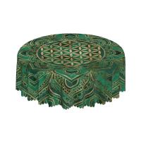 Mantel circular mandala, flor de loto de la vida, impermeable, resistente al aceite, 60 pulgadas, forma geométrica sagrada - details 110