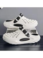 Zuecos informales para hombre, sandalias de verano 2025, zapatos de playa EVA para hombre, zapatillas ahuecadas a la moda, calzado para jardín de Color sólido con punta cerrada - details 1