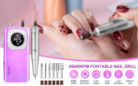 Taladro de uñas eléctrico, taladro de uñas portátil 45000 RPM, kit de lima de uñas eléctrica recargable, lima de uñas eléctrica inalámbrica para acrílico, manicura y pedicura - uso en salón y hogar - details 0