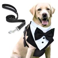 Esmoquin de poliéster para perro, arnés transpirable con correa en el pecho, traje con cuerda de tracción, pajarita para perros y gatos - details 2