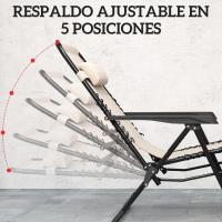Set de 2 Tumbonas Jardín Exterior Plegables con Mesa Auxiliar Portavasos Tumbonas de Gravedad Cero con Respaldo Ajustable Reposabrazos Extraíble para Patio Piscina Terraza Exterior Beige - details 3