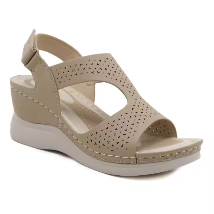 Sandalias de cuña retro, puntera abierta para mujer, cómodas y ligeras. - 1
