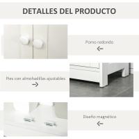 Armario auxiliar de baño con 2 puertas, estante interior ajustable y compartimento abierto, mueble de baño para salón, cocina, 60x30x80 cm, blanco - details 6