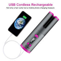 Set de Rizos sin Cable Automático Rotativo Hierro de Rizos Ajustable de Temperatura con Pantalla LED Herramienta de Estilismo de Belleza - details 2