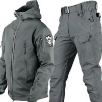 Conjunto de top y pantalones de motocicleta para hombre, chaqueta gruesa de felpa a prueba de viento para exteriores, Otoño e Invierno - details 2