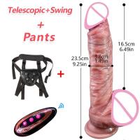 Vibrador realista con pene calefactor para consoladores para mujeres, juguetes, vibradores con Control remoto, consolador telescópico, sexo Anal - details 11