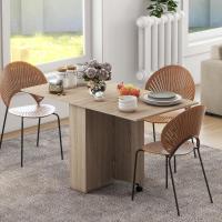 Mesa Plegable de Comedor Mesa de Cocina Plegable con Ruedas Alas Abatibles y Estantes para 4-6 Personas 75x140x74 cm Cemento Gris - details 19