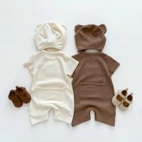 Nuevo en Verano Monos de Manga Corta para Niños y Niñas Parche de Gofre Monos para Recién Nacidos - details 5
