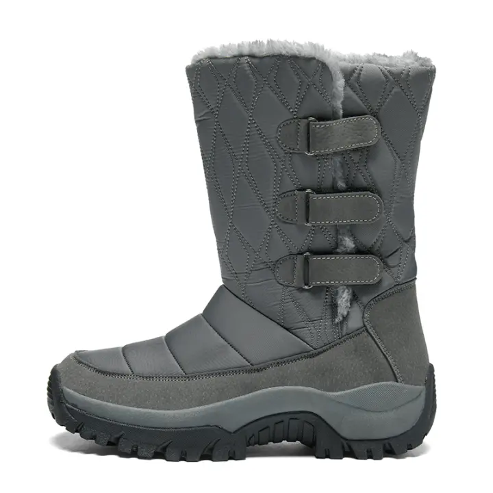 Botas de nieve para mujer, botas de invierno cálidas con forro de piel, botines antideslizantes, botas de nieve a media pantorrilla - 1