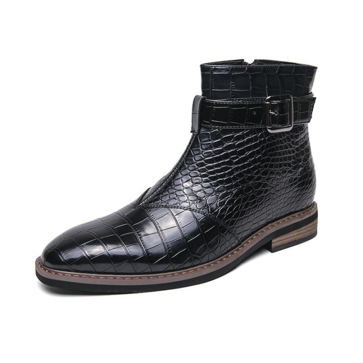 Botas de cuero para hombre vestido retro diseño clásico botas para ...