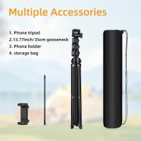JOILCAN Bastón de selfie extensible y plegable de 209,98 cm con trípode con cuello de ganso de 35,0 cm, pinzas para teléfono y bolsa de transporte - Soporte de teléfono de aleación de aluminio ajustable para grabación de video, transmisión en vivo y fotog - details 6