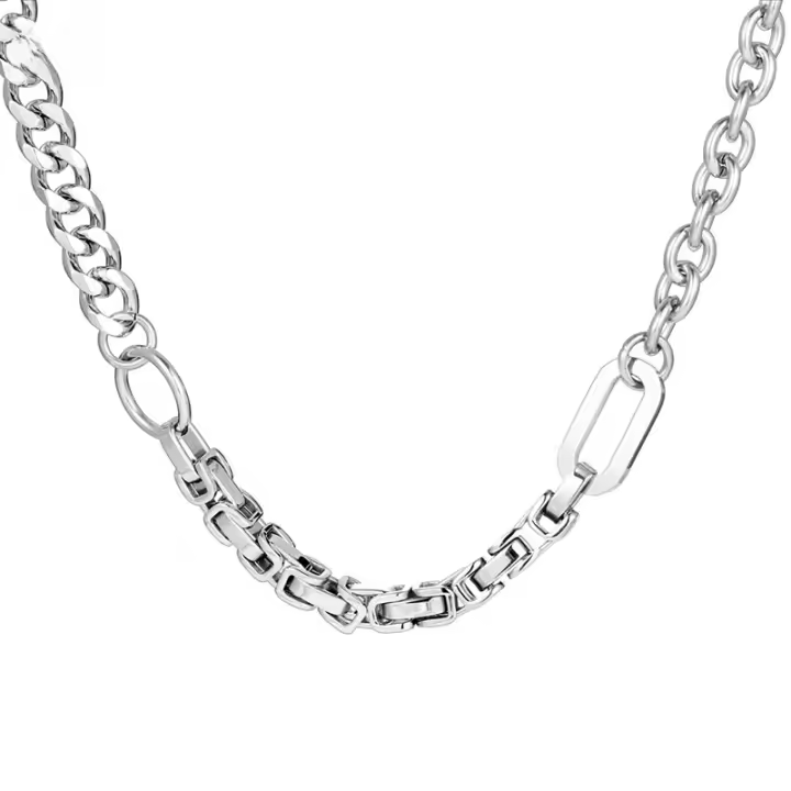 Nicho titanio acero collar collar de patchwork gargantilla moda hombre y mujer con accesorios - 1