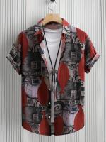 Camisa Casual de Verano para Hombres Manga Corta, Estampado Geométrico, Suelto y Transpirable - details 1