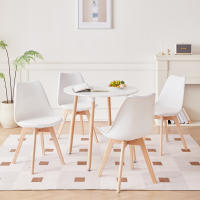 EGOONM-Mesa redonda nórdica de madera maciza, pequeña sala de estar familiar, Simple y moderna, mesa de comedor blanca - details 7