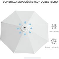 Parasol de Jardín con Manivela Ø295x250 cm Inclinable y Desmontable de Metal para Balcón, Piscina, Patio - details 21