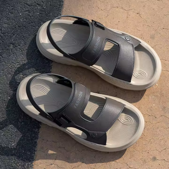 Sandalias de los hombres de moda de verano desgaste antideslizante casual zapatos de playa de los hombres de cuero suave transpirable de doble propósito zapatillas frescas - 1
