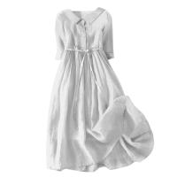 Vestido de Verano para Mujer 2024 Moda Casual con Cuello de Corbata Mangas 3/4 Botón de Cierre - details 7