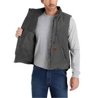 Chaleco de trabajo de algodón de pato con forro sherpa para hombre, chaqueta de lana táctica sin mangas de caza de lona simulada lavada vintage, chalecos de invierno - details 16