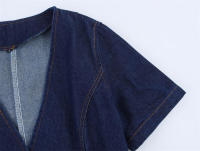 Minifalda Sofisticada para Mujer OUWU Top de Moda con Cuello en V, Volantes, Corte Regular, Vestidos de Manga Corta, Verano 2025 - details 5