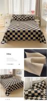 Sábana plana con estampado liso para cama doble, sábanas de lino suaves para el hogar, Individual/Queen/King, 1 unidad - details 8