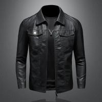 Chaqueta de Cuero de Alta Calidad Ajuste Delgado Estilo Coreano Tamaño Grande - details 0