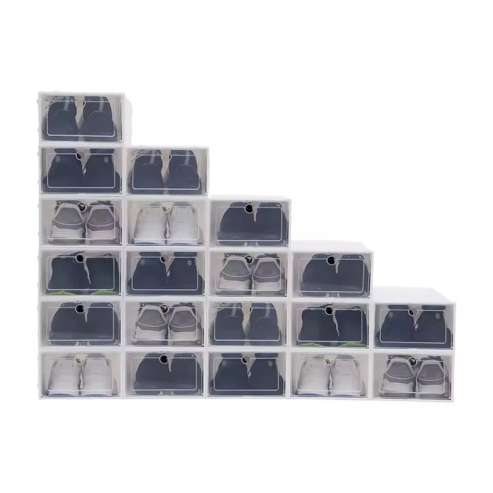24 cajas de zapatos apilables transparentes con tapa, estantes de plástico para zapatos, organizadores, 33x23x14 cm - 1