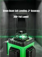 Nivel láser verde profesional de 16 líneas 4D autonivelante 360 °   Línea cruzada horizontal y vertical: haz ultrabrillante con ±0,2 °   Precisión, IP54 resistente al agua para construcción, renovación y bricolaje, 360 °   Diseño completo para pared/suelo - details 2